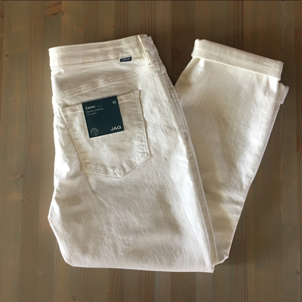 NWT JAG Carter Mid Rise Girlfriend Jeans White 12 - Picture 6 of 16